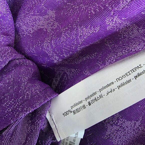 Zara Purple Wrap Front Mini Dress Long Sleeve Floral Embossed Print V-Neck Small - Picture 5 of 13